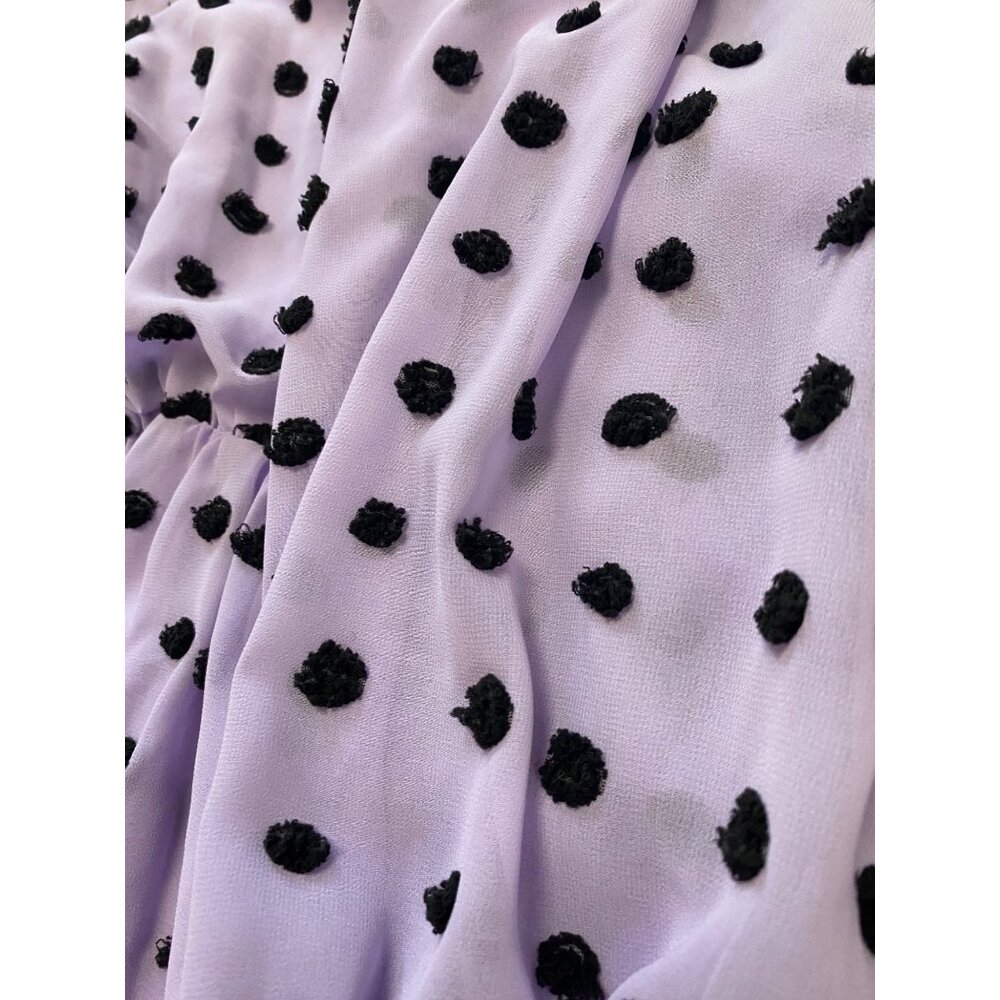 Purple Polka Dot Maxi Dress 2X Chic Soul V-Neck Elastic Waist 3/4 Sleeves Lined - Picture 8 of 8